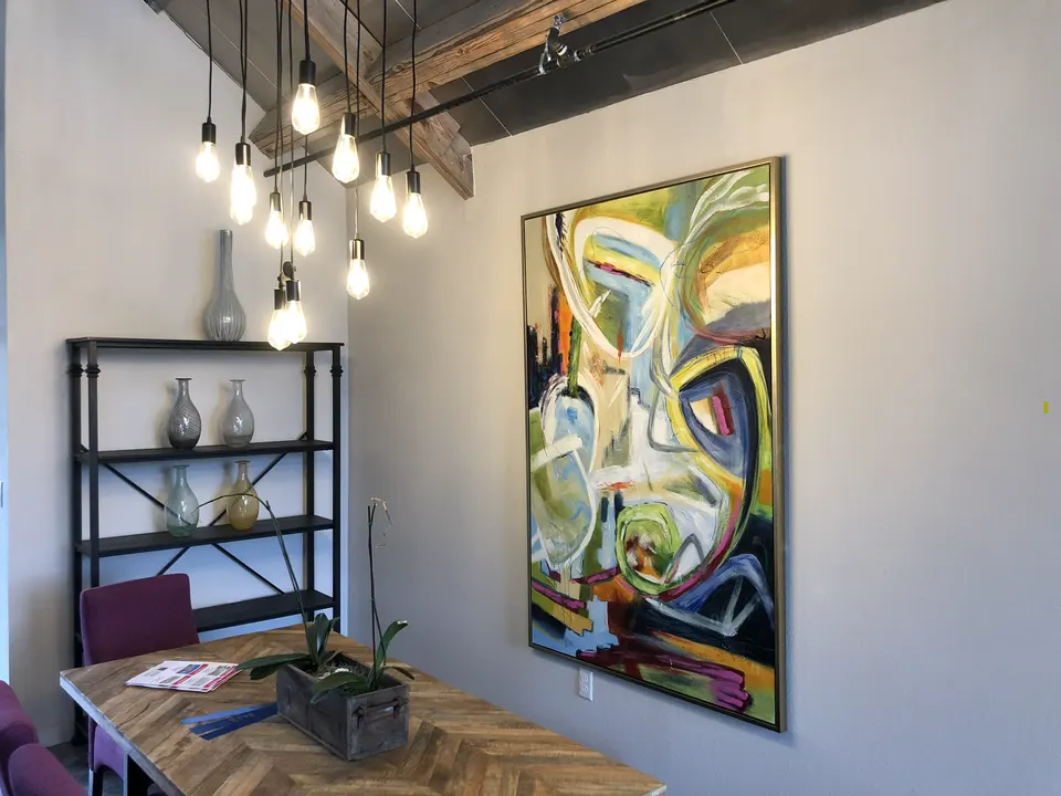 Custom dining room pendant lighting installation, historic Orlando building