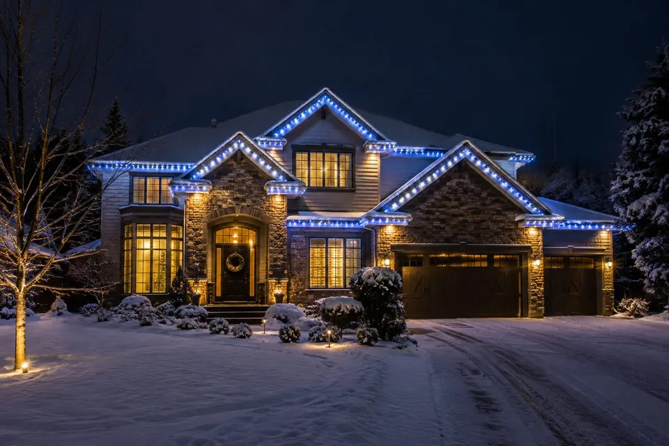 Cool white and blue on a snowy night (illustration)
